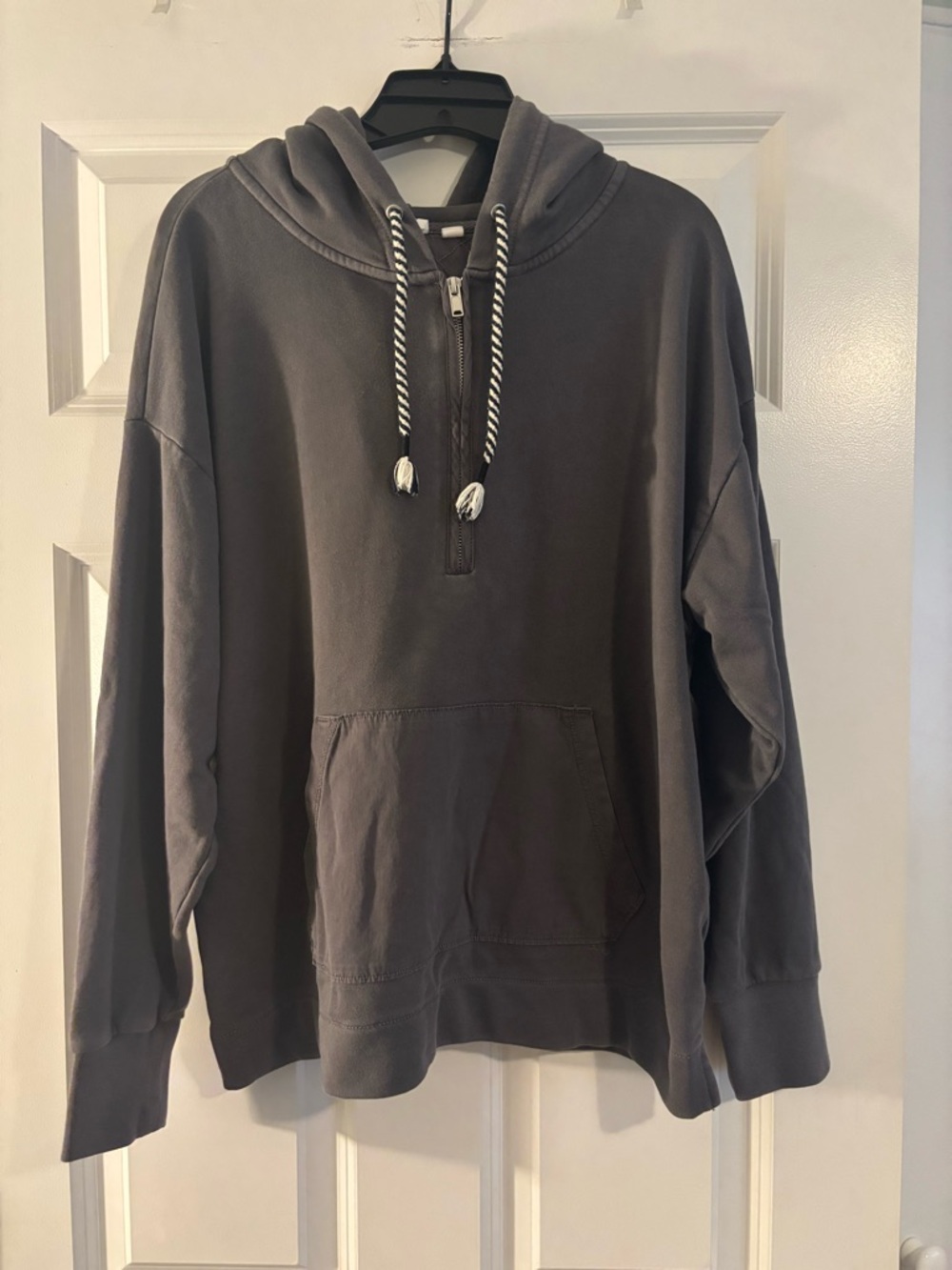 Women’s Gap Charcoal Gray Half-Zip Hoodie with Contrast Drawcord